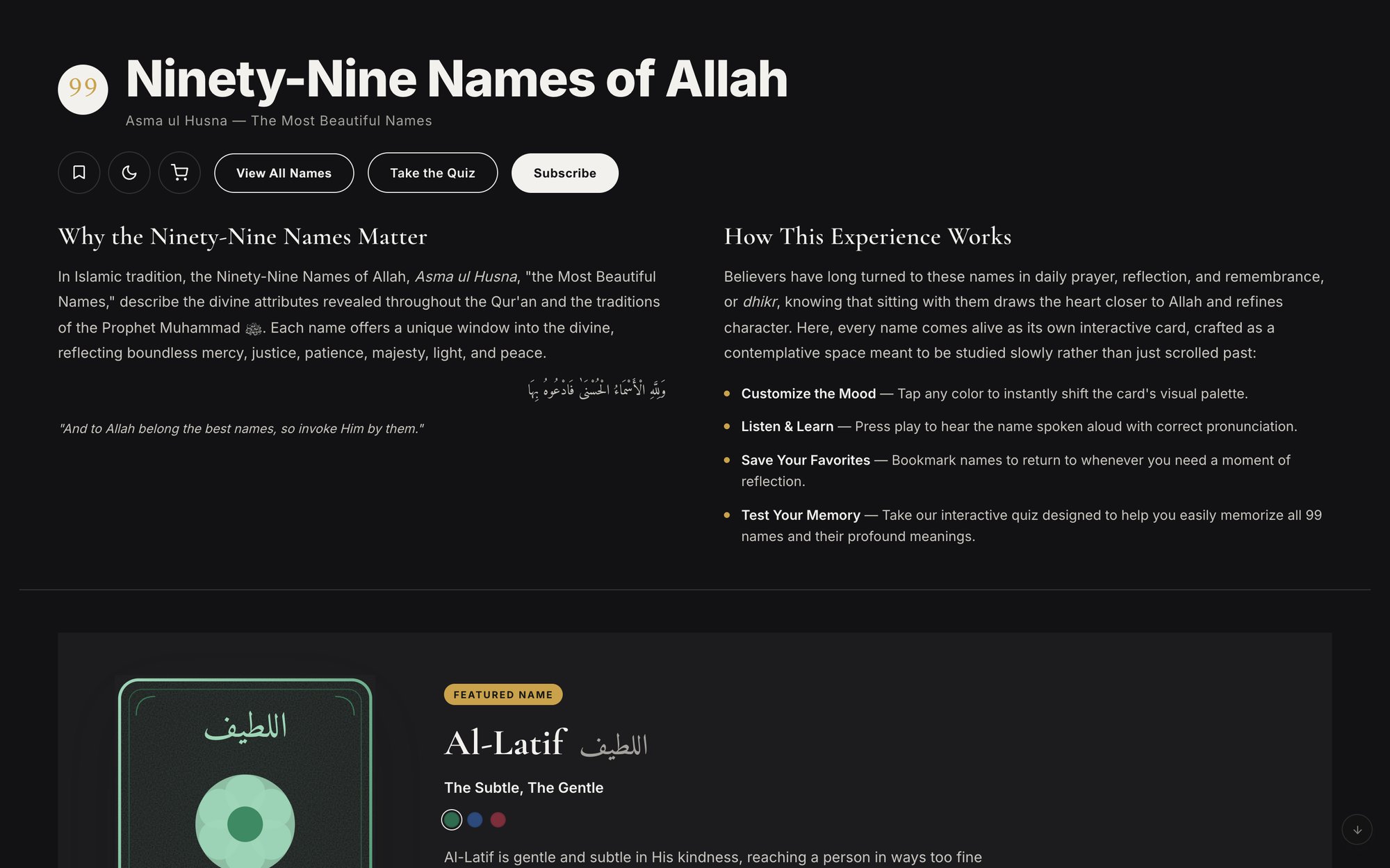 99names website — home