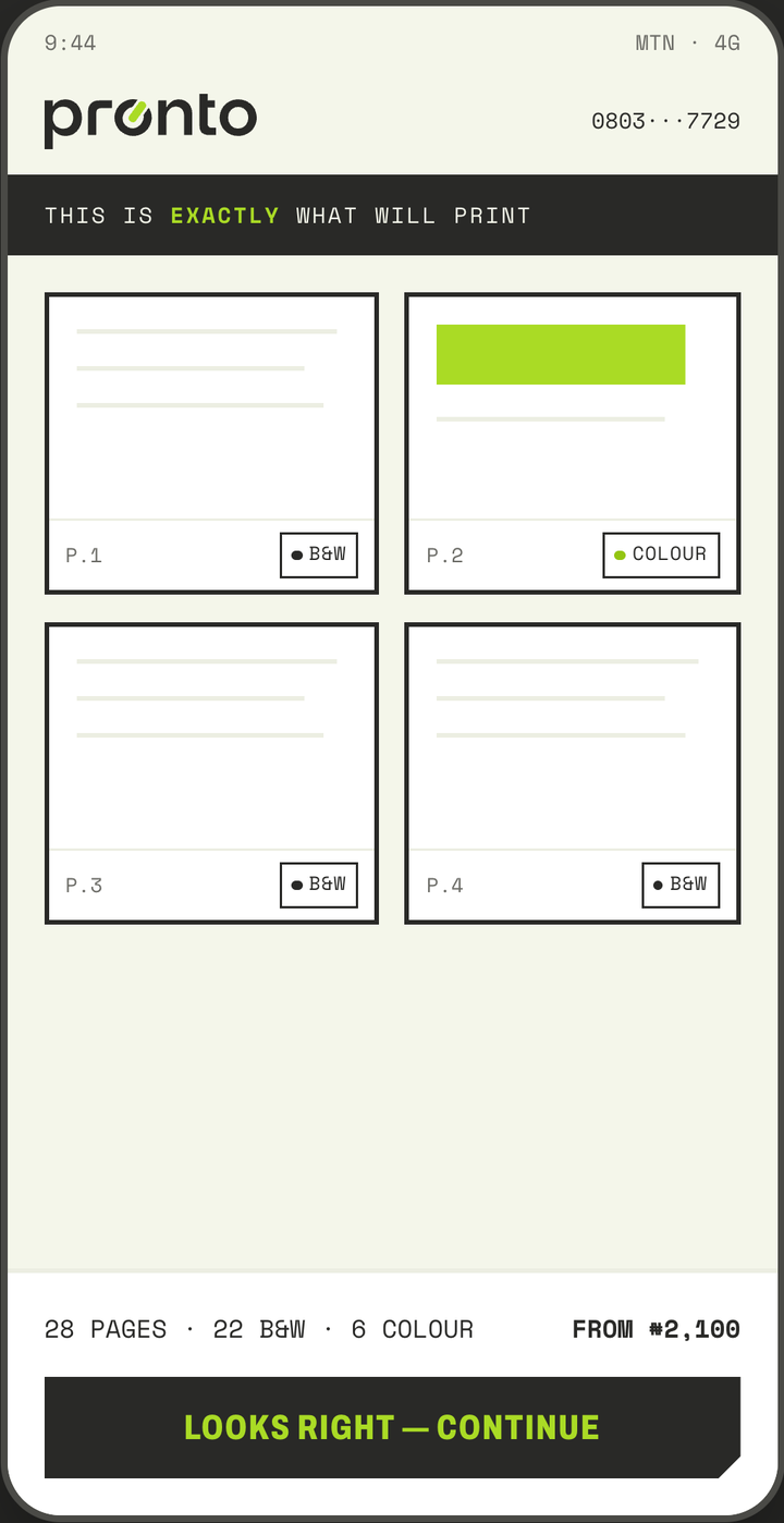 Pronto app screen 03