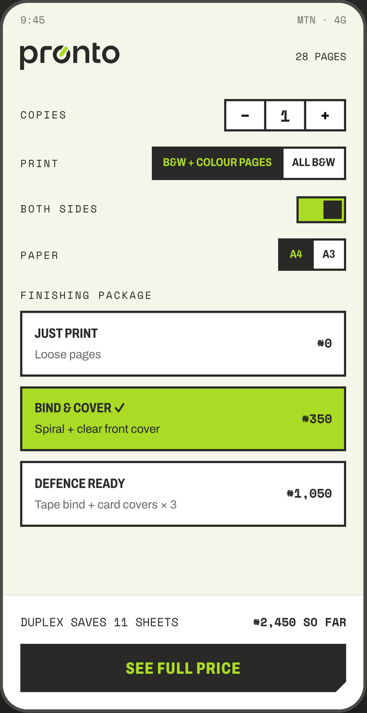 Pronto app screen 04