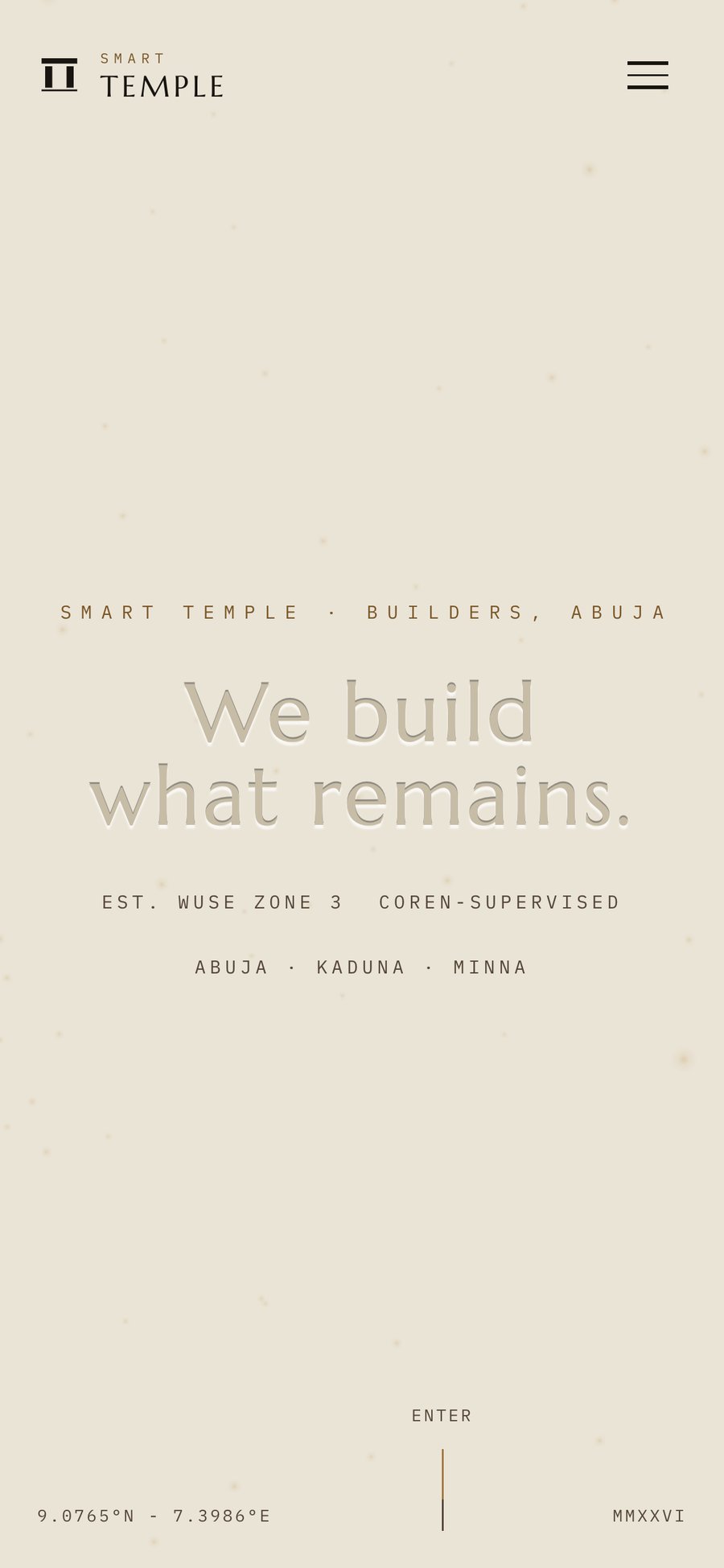 Smart Temple website — mobile